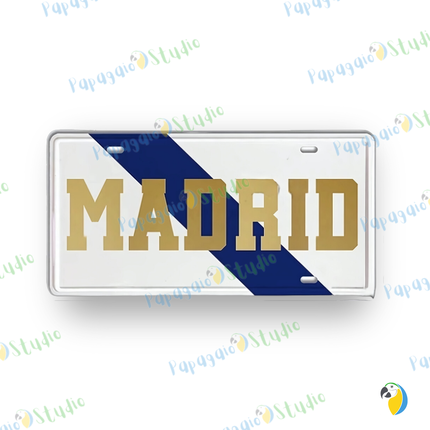 Football Jersey License Plate • Milan Barcelona Madrid Munich Manchester City Colors 15x30cm Tin Sign • Soccer Team Metal Print Wall Hanging • Papagaio Studio Design Shop