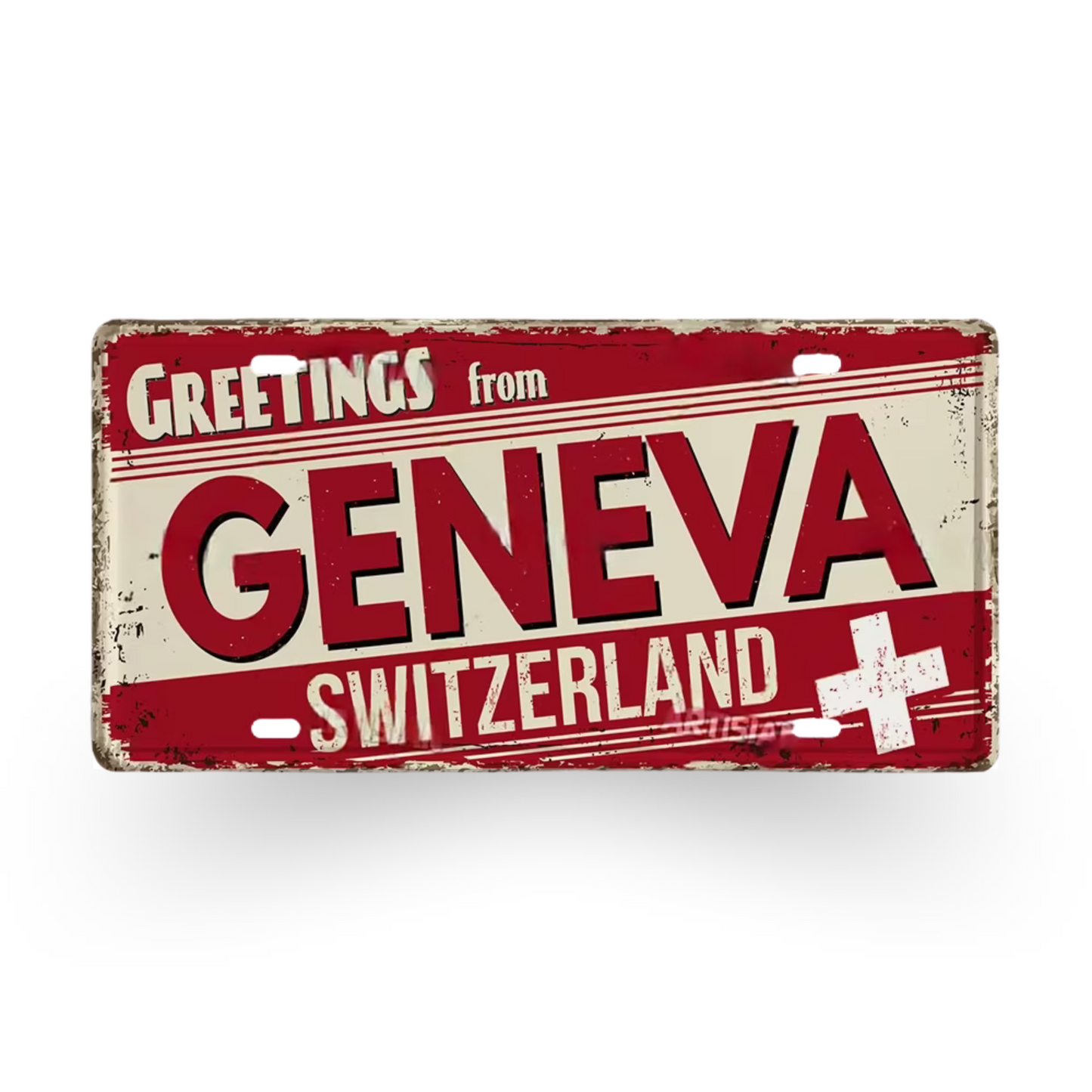 France & Switzerland License Plate Metal Sign • French Swiss City State Province Decorative Plaque Wall Hanging • Euro Trip Gift Souvenir • Papagaio Studio Online Shop