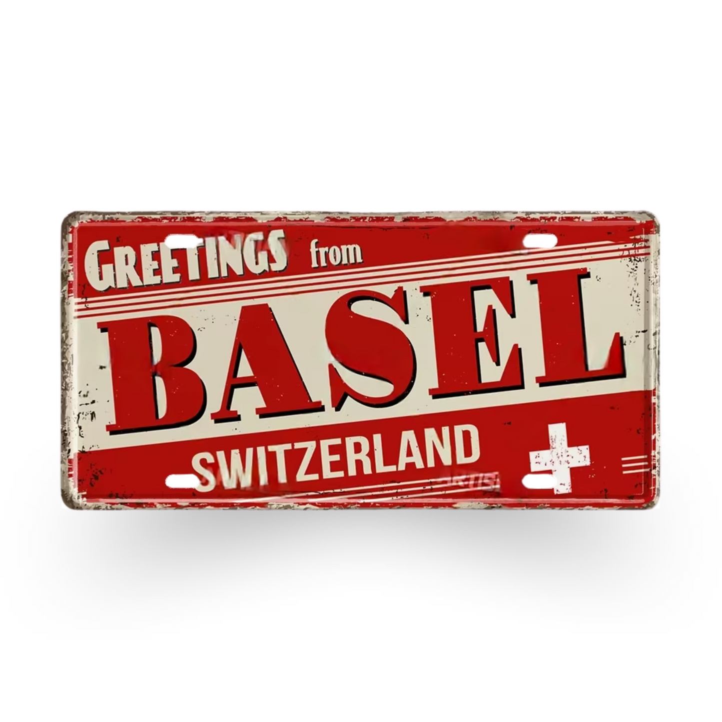 France & Switzerland License Plate Metal Sign • French Swiss City State Province Decorative Plaque Wall Hanging • Euro Trip Gift Souvenir • Papagaio Studio Online Shop