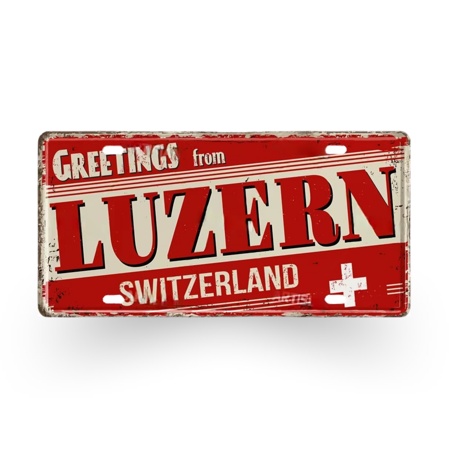 France & Switzerland License Plate Metal Sign • French Swiss City State Province Decorative Plaque Wall Hanging • Euro Trip Gift Souvenir • Papagaio Studio Online Shop