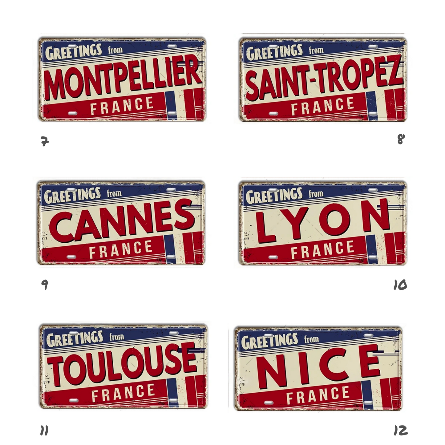 France & Switzerland License Plate Metal Sign • French Swiss City State Province Decorative Plaque Wall Hanging • Euro Trip Gift Souvenir • Papagaio Studio Online Shop