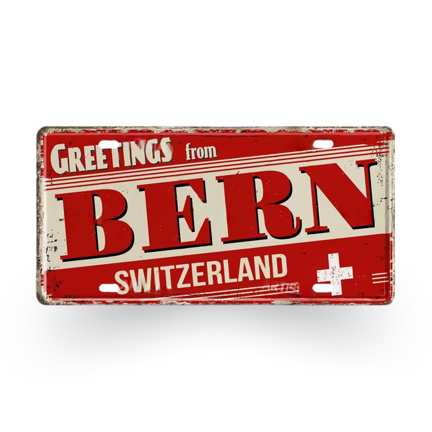 France & Switzerland License Plate Metal Sign • French Swiss City State Province Decorative Plaque Wall Hanging • Euro Trip Gift Souvenir • Papagaio Studio Online Shop