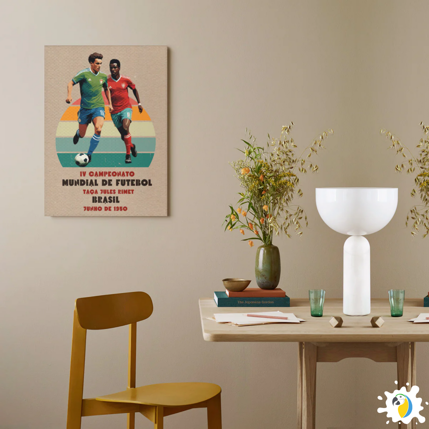 IV World Soccer Championship 1950 Vintage Poster • Brazil Football Retro Frameless Premium Canvas Print • Papagaio Studio Decor Shop