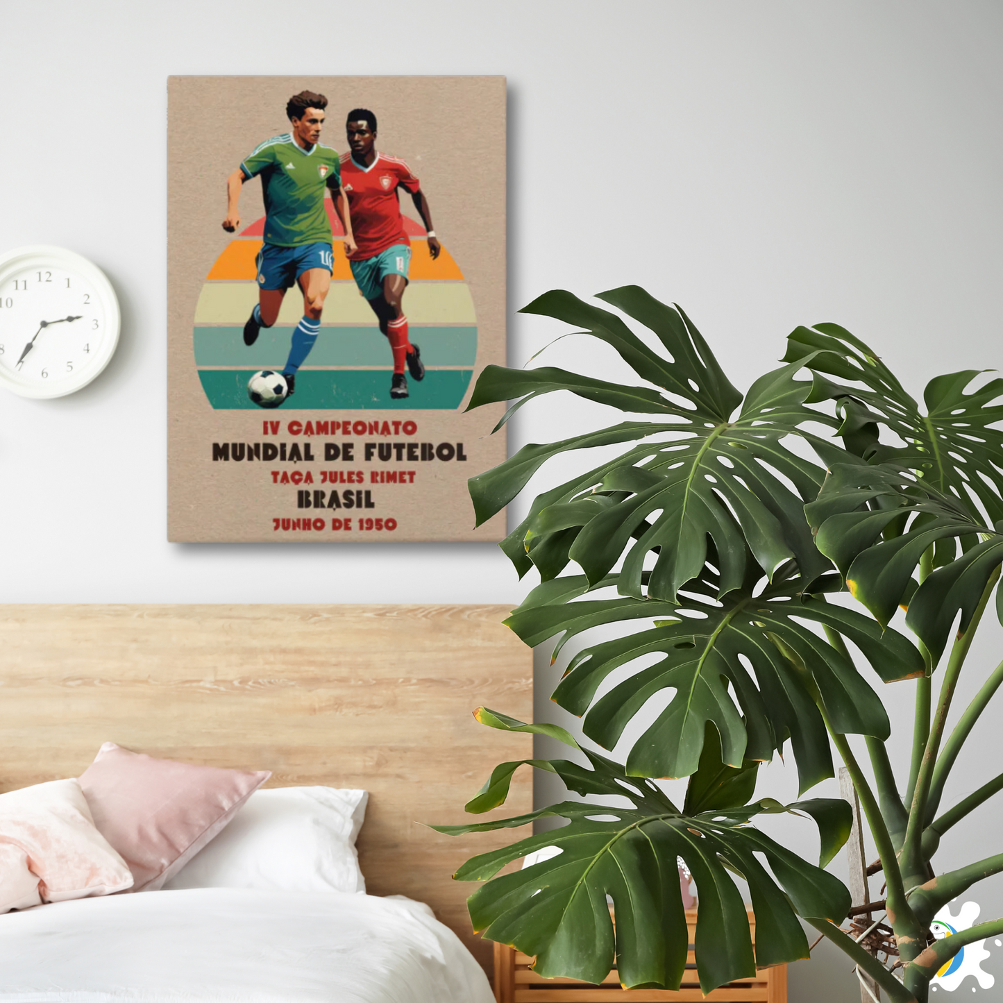 IV World Soccer Championship 1950 Vintage Poster • Brazil Football Retro Frameless Premium Canvas Print • Papagaio Studio Decor Shop