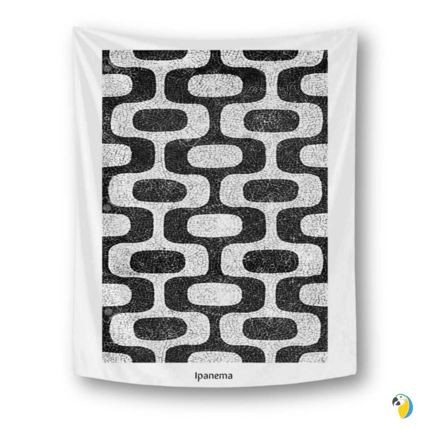 Ipanema Mosaic Promenade Wall Tapestry • Brazilian Sidewalk Art Design Flag • Brazil Rio De Janeiro Geometric Wall Hanging • Papagaio Studio Design Shop