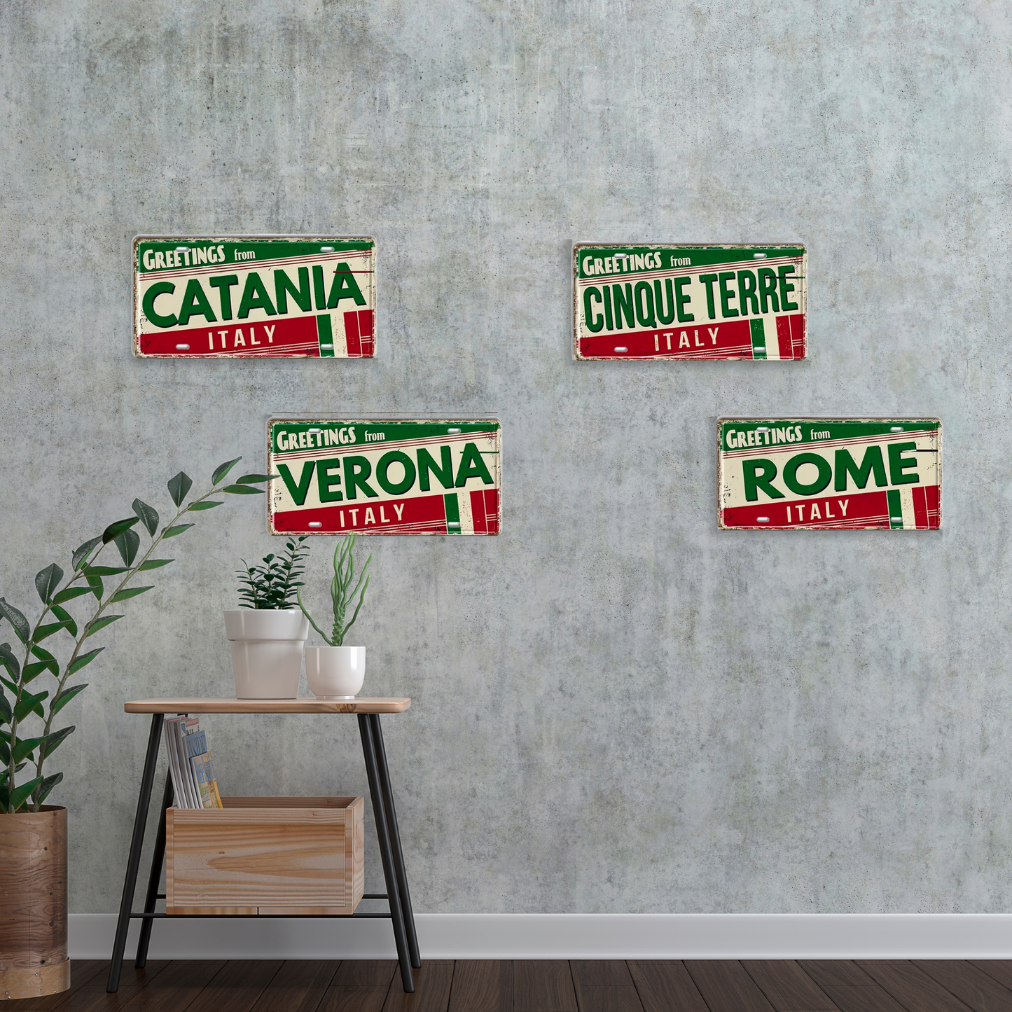 Italy City License Plate • Greetings From Italian Cities Metal Print •