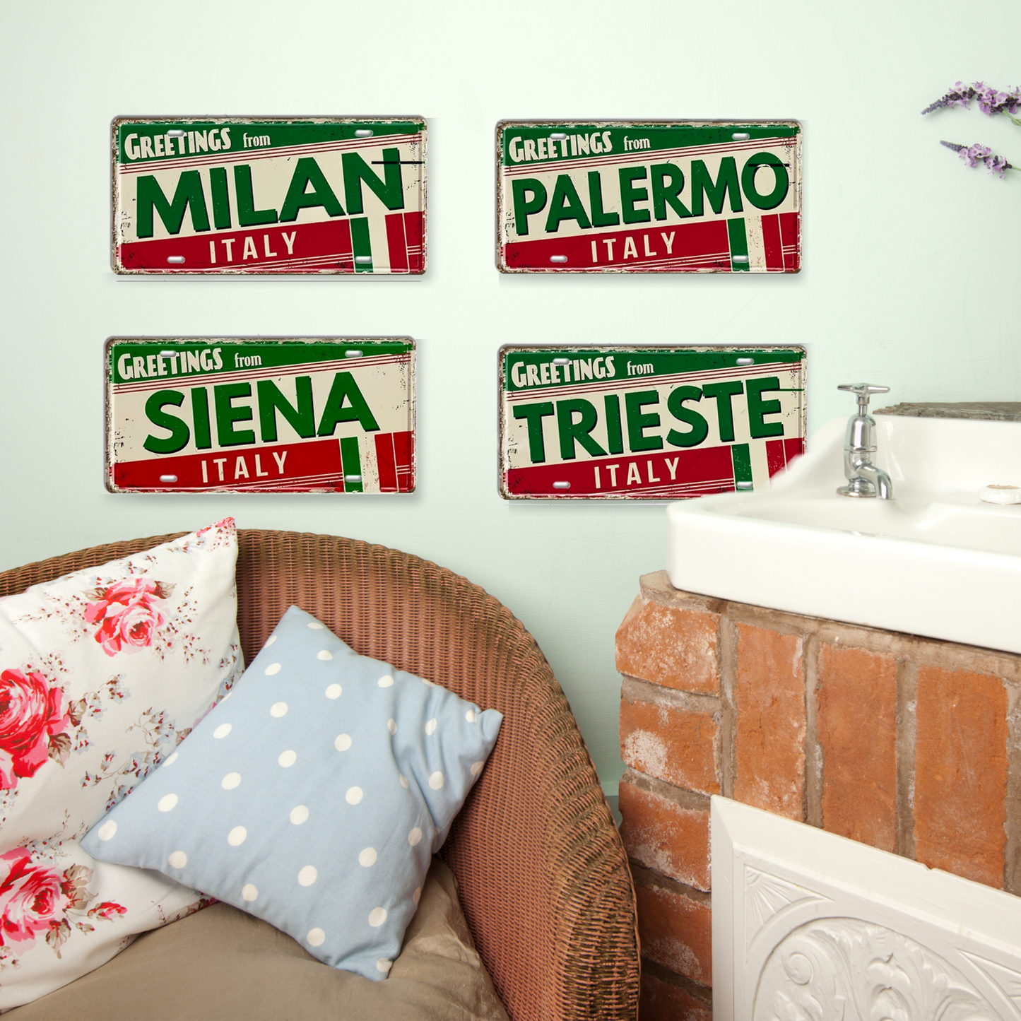 Italy City License Plate • Greetings From Italian Cities Metal Print •