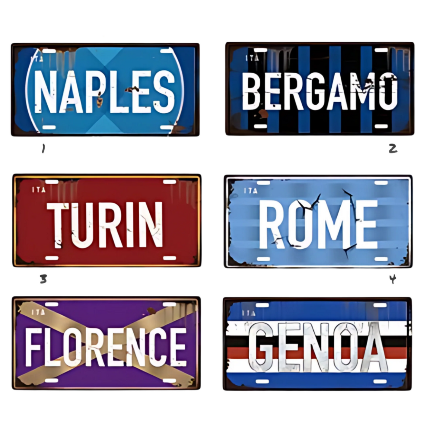 Italy City Tin Sign, Rome Milan Verona Florence License Plate For Shabby Chic Wall Decor, Eurotrip Souvenir Gift For Travelers • Papagaio Studio Home Decor Shop