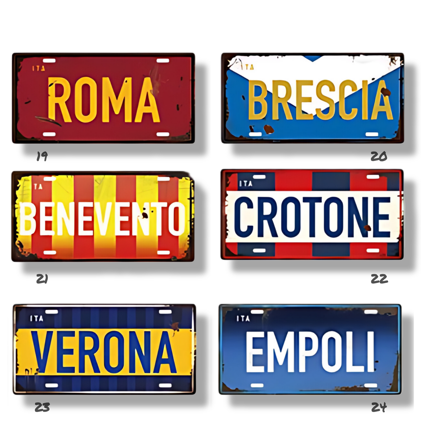 Italy City Tin Sign, Rome Milan Verona Florence License Plate For Shabby Chic Wall Decor, Eurotrip Souvenir Gift For Travelers • Papagaio Studio Home Decor Shop