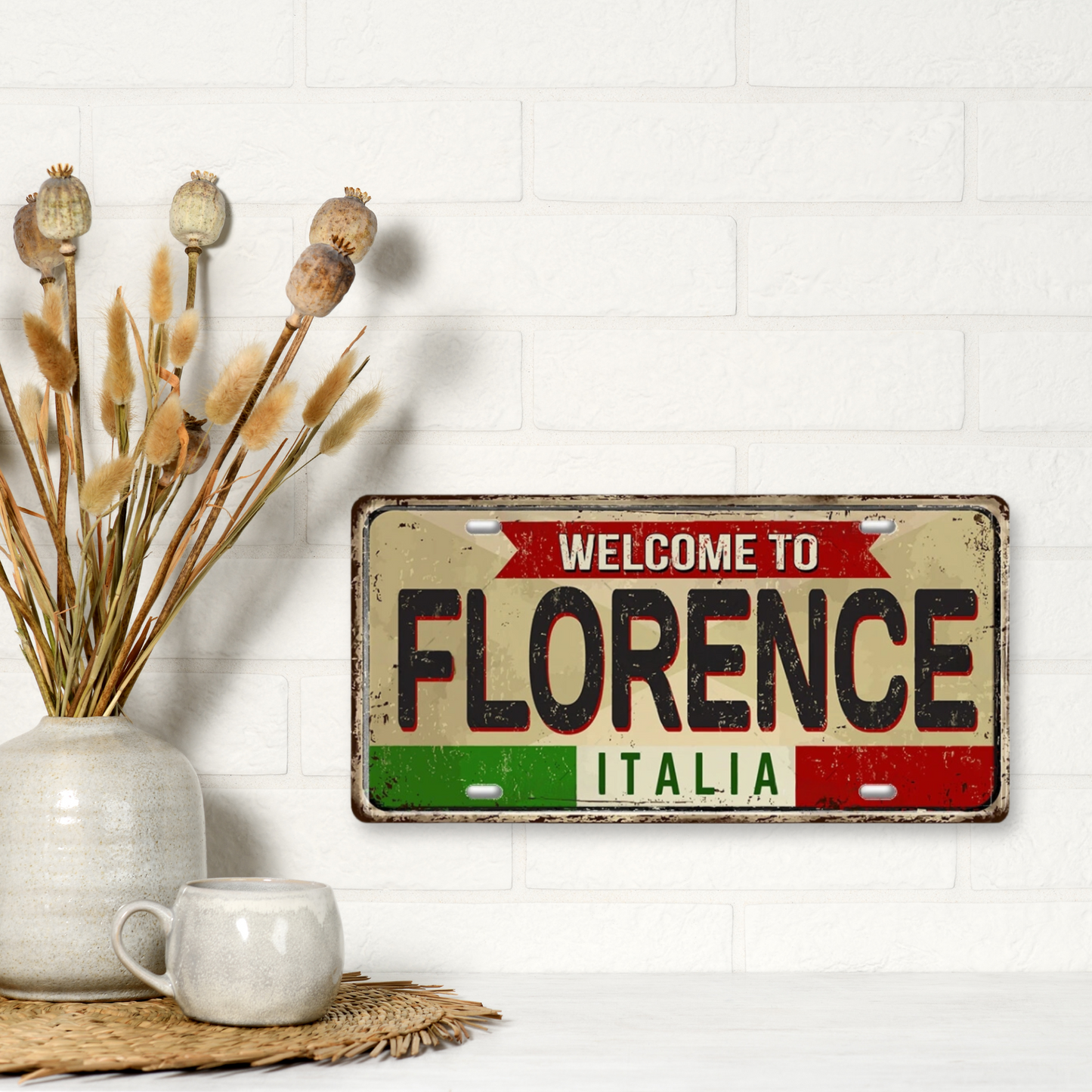 Italy License Plate Metal Print • Italian City Comune Province Tin Sign