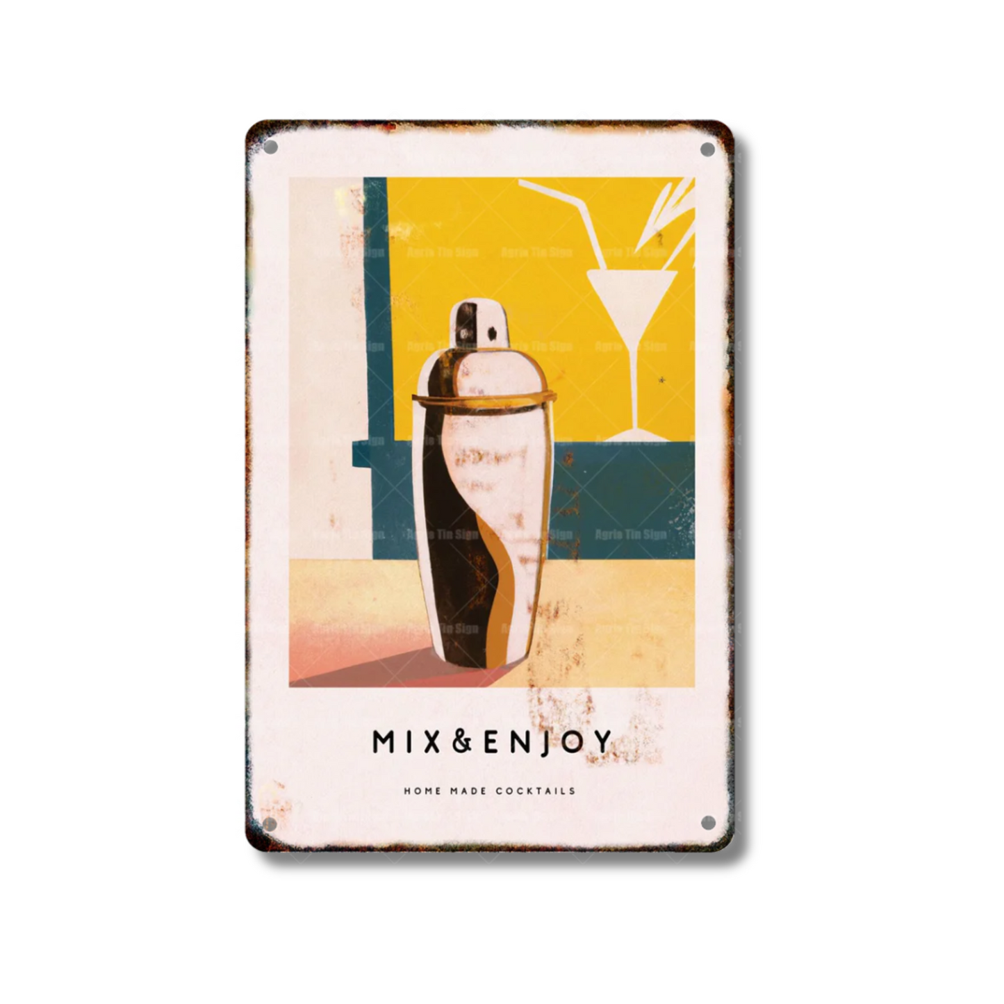 Classical Cocktail Metal Print, Caipirinha, Gin & Tonic, Aperol Vintage Tin Sign • Papagaio Studio Decor Shop
