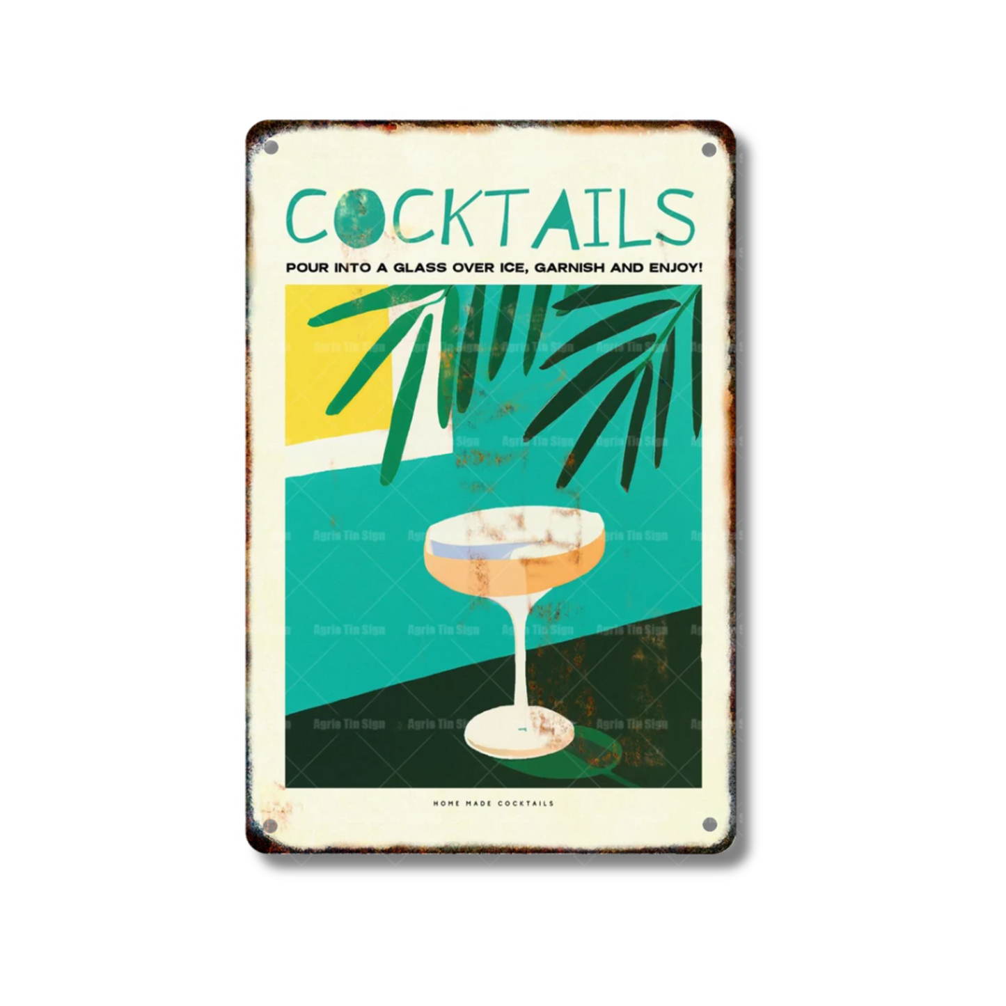 Classical Cocktail Metal Print, Caipirinha, Gin & Tonic, Aperol Vintage Tin Sign • Papagaio Studio Decor Shop