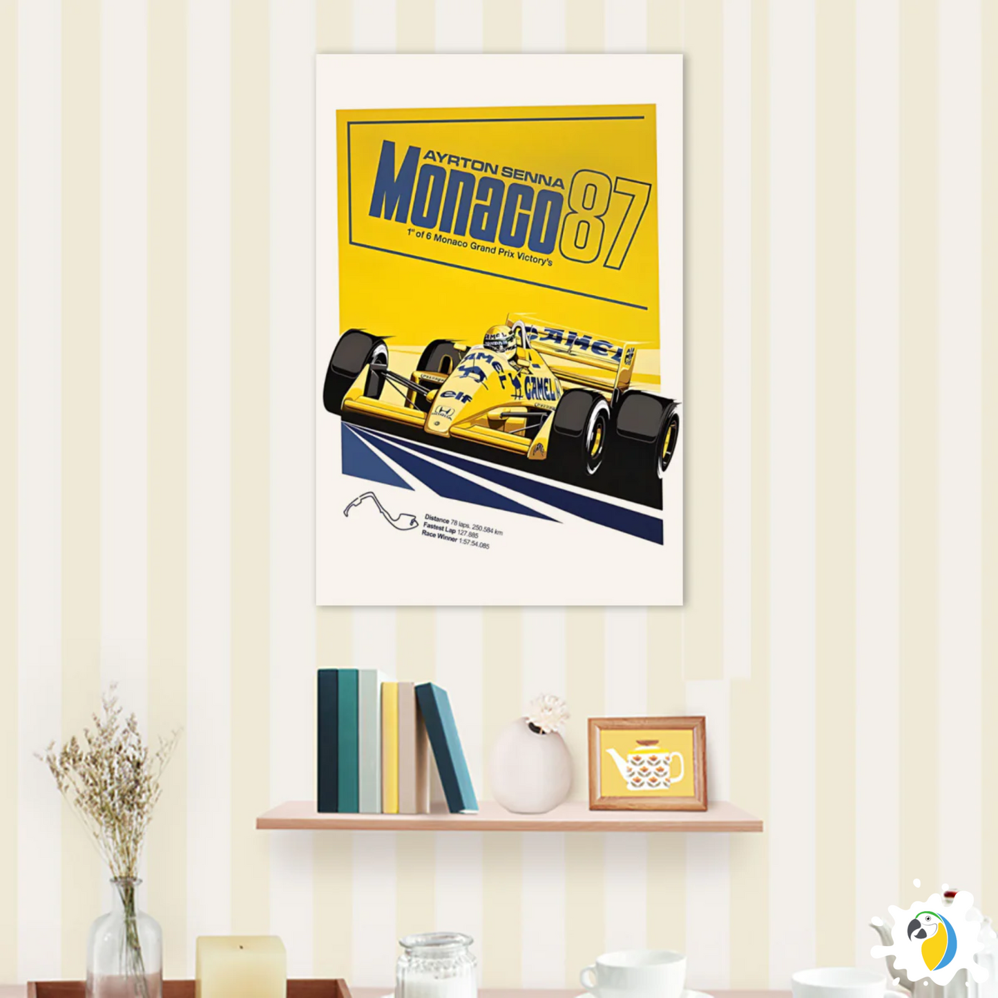 Ayrton Senna Monaco 1987 Grand Prix Victory - Self-Adhesive Poster • Papagaio Studio Shop