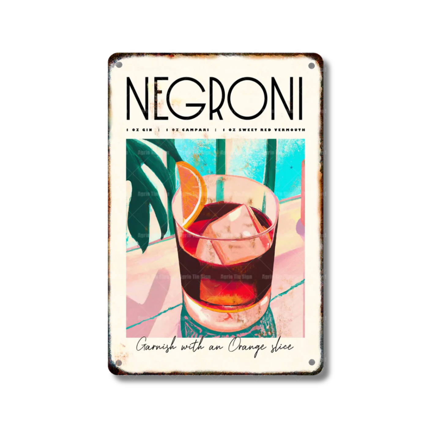 Classical Cocktail Metal Print, Caipirinha, Gin & Tonic, Aperol Vintage Tin Sign • Papagaio Studio Decor Shop