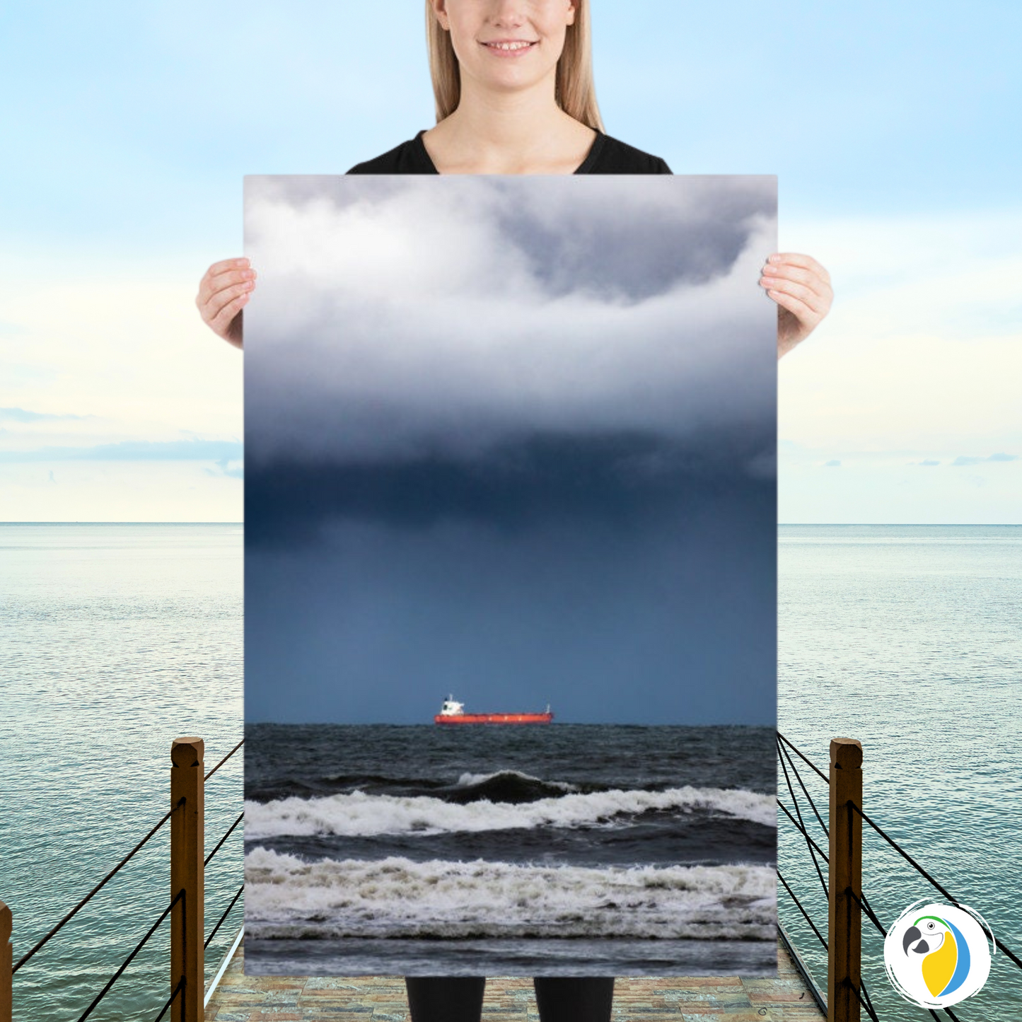 Ocean Photography • Brazil Santos Port In São Paulo Cruise Ship Nautical Art • Brazilian Rain Seaside Beach Cold Colors Fine-Art Print • Papagaio Studio