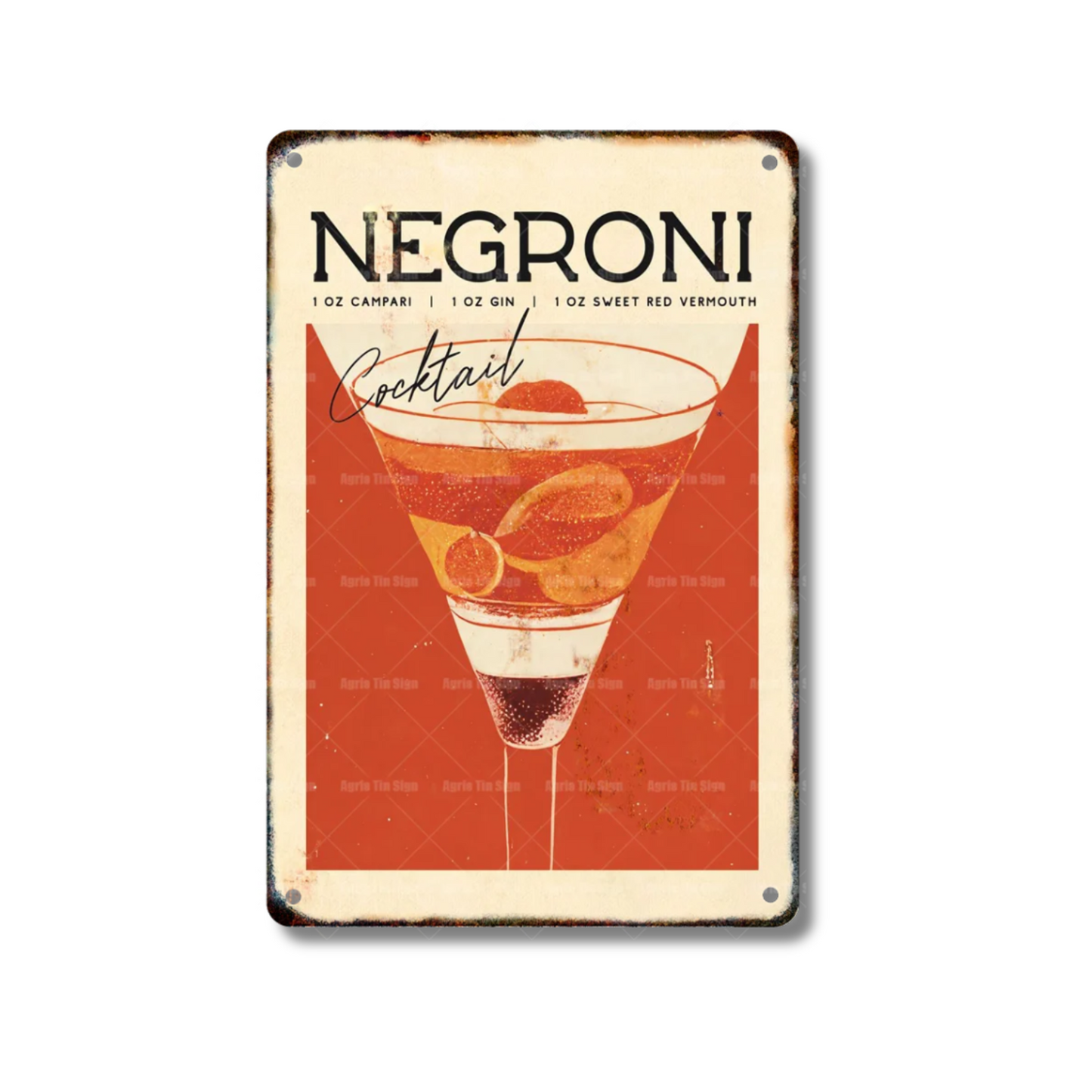 Classical Cocktail Metal Print, Caipirinha, Gin & Tonic, Aperol Vintage Tin Sign • Papagaio Studio Decor Shop