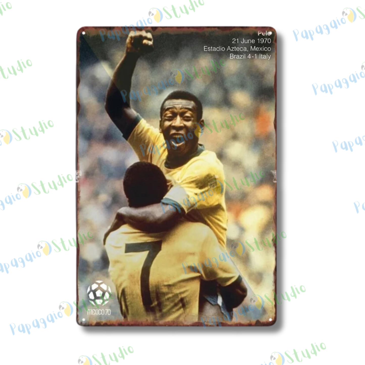Pelé Brazilian Soccer Player Metal Print Poster • Classic Brazil Football Team Tin Sign Gift For Sports Fans