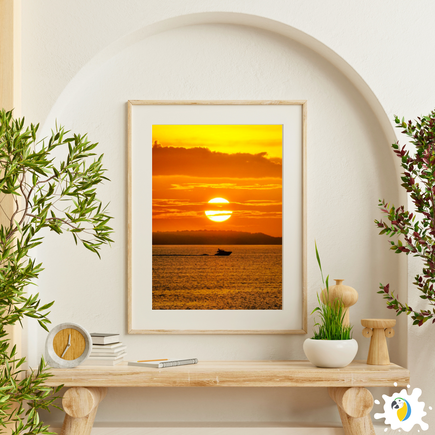 Sunset Over Amazon River, Nautical Photo Paper Poster | Warm Colors Photography Fine-Art Print