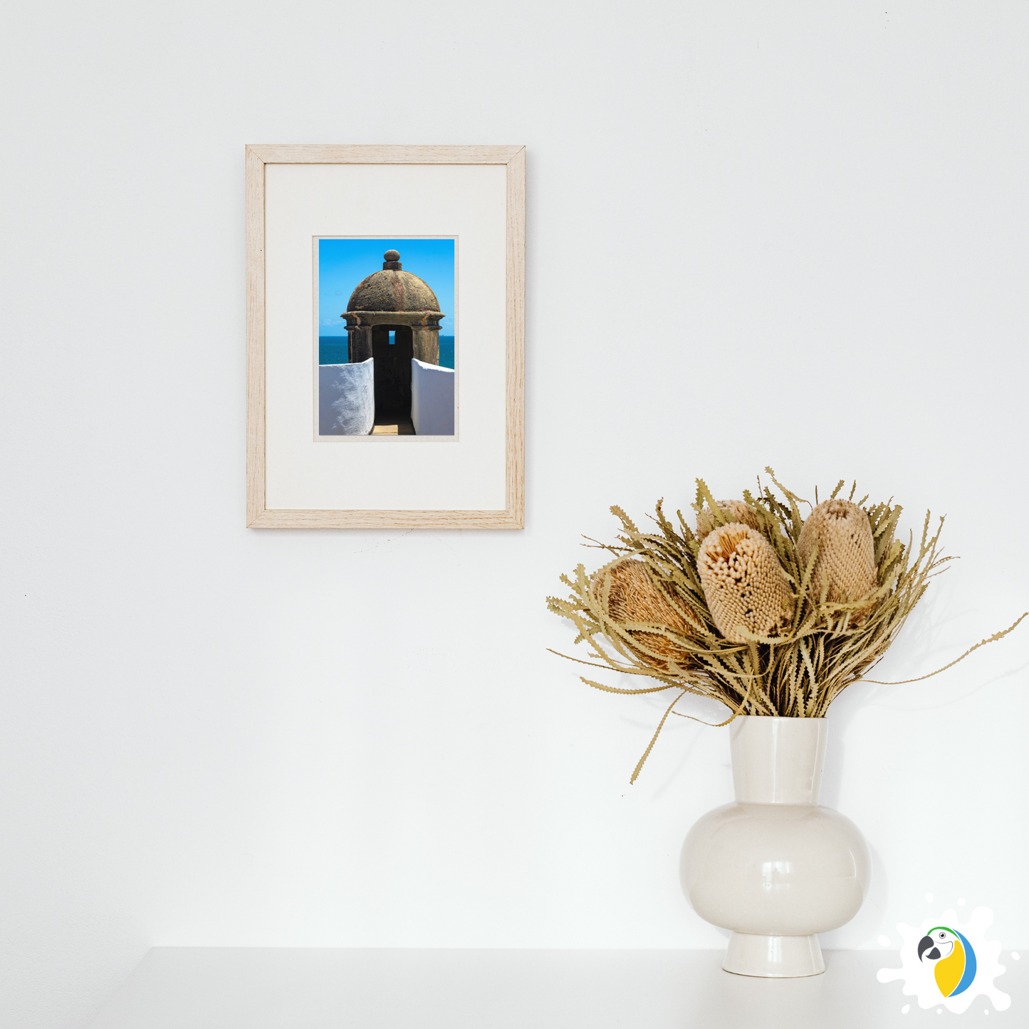 Photography Poster Of Portuguese Fortress In Salvador Bahia Brazil • Ocean White & Blue Digital Photo Paper Print • Gift For Brazilian • Papagaio Studio Shop