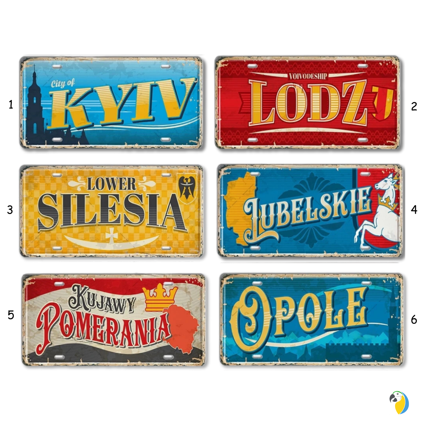 Poland Regions License Plate Metal Print • Polish City Travel Souvenir Tin Sign • Riga Tallinn Kyiv Geography & Locale Garage Bar Pub Club Hotel Wall Decor • Gift For Traveler • Papagaio Studio Decor Shop