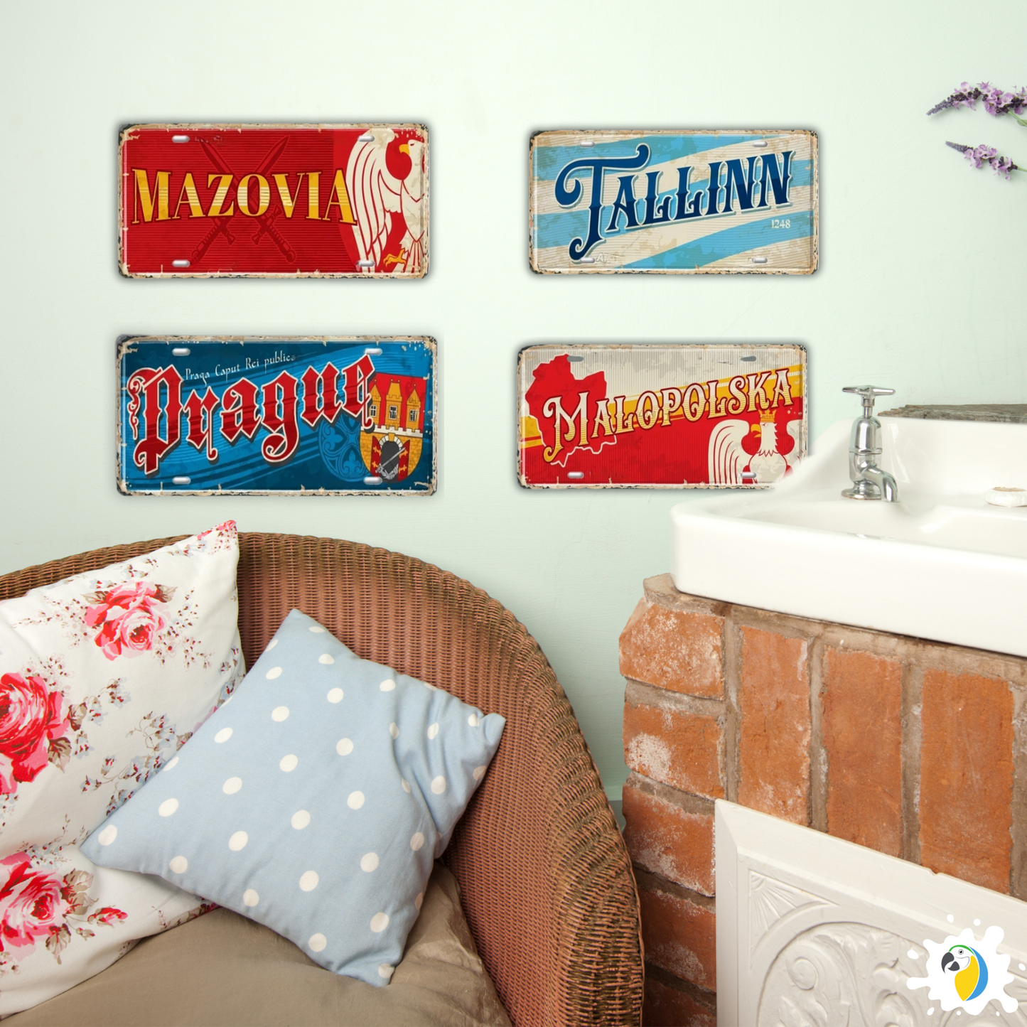 Poland Regions License Plate Metal Print • Polish City Travel Souvenir Tin Sign • Riga Tallinn Kyiv Geography & Locale Garage Bar Pub Club Hotel Wall Decor • Gift For Traveler • Papagaio Studio Decor Shop