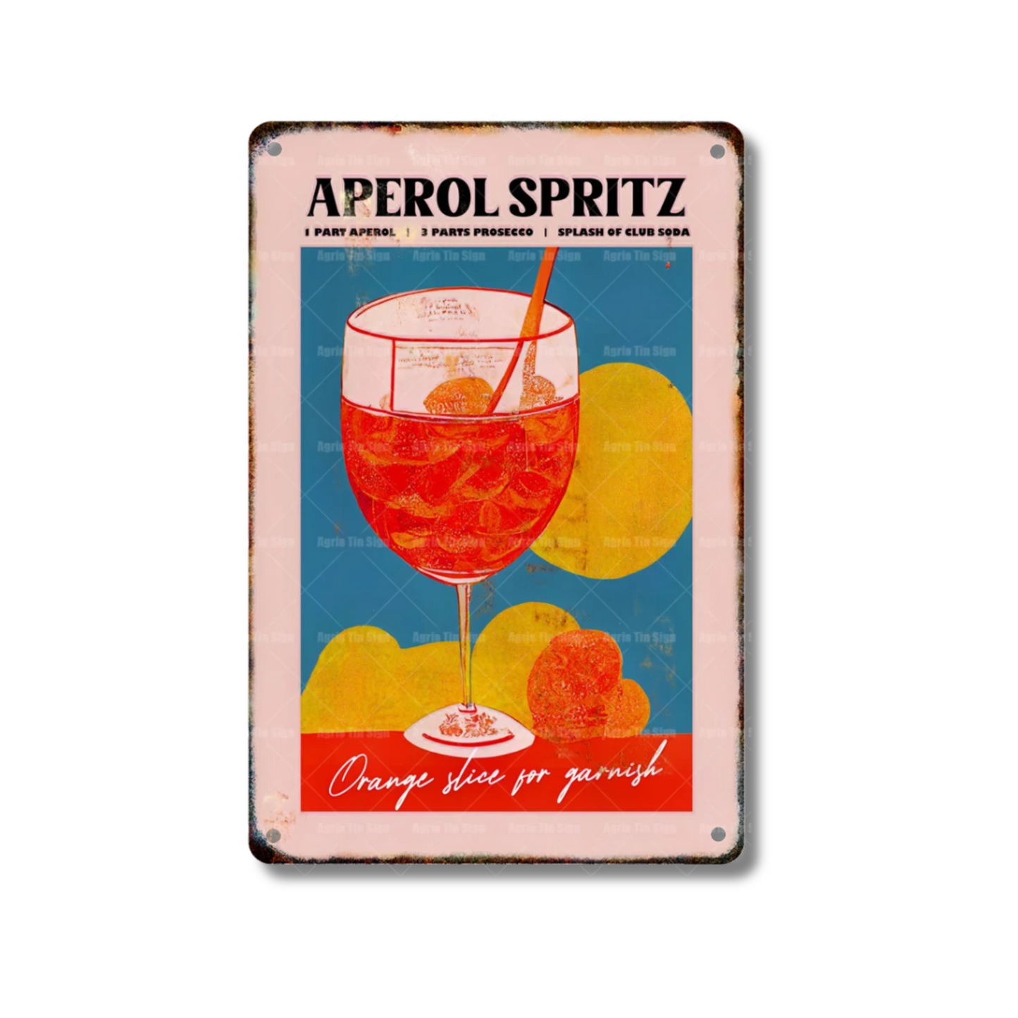 Classical Cocktail Metal Print, Caipirinha, Gin & Tonic, Aperol Vintage Tin Sign • Papagaio Studio Decor Shop