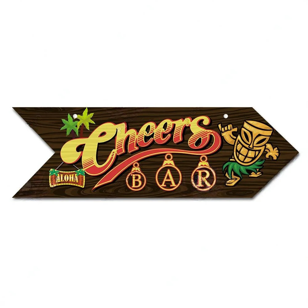 Rustic Bar And Pool Arrow Wooden Signs • Tiki Bar Indication Wood Plaque Wall Hanging For Beach House Coastal & Seaside Decor • Papagaio Studio Design Shop