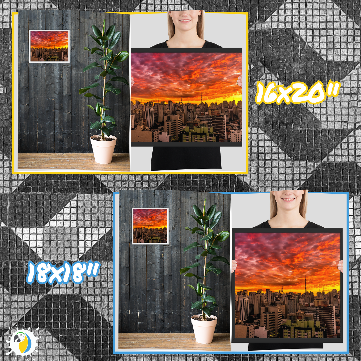 Sao Paulo Skyline Framed Poster | Brazilian Artist Urban Sky Photography Wall Art | Brazil Warm Color Dawn Golden Hour Digital Photo Print | Papagaio Studio Etsy Shop