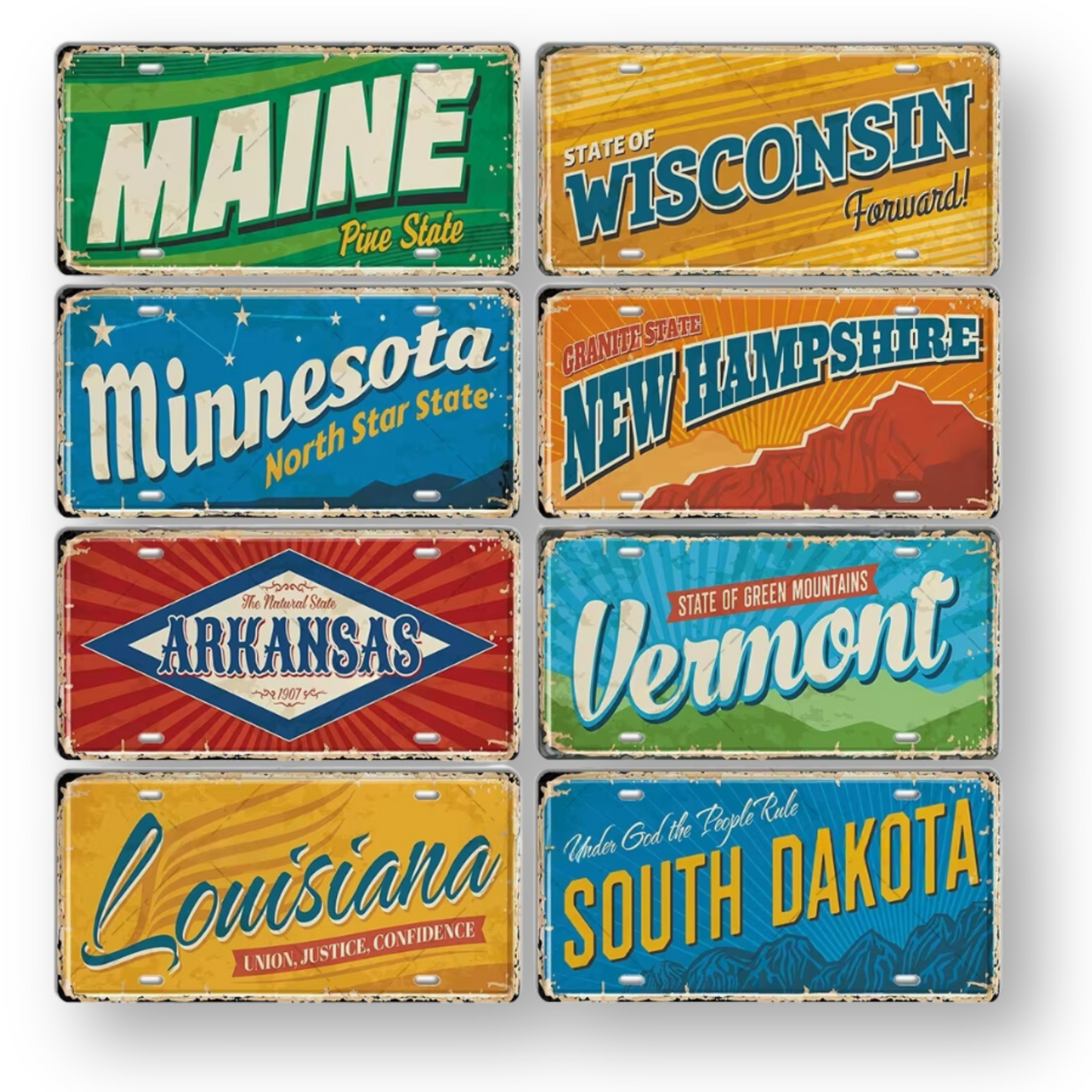 USA License Plate • United States Landmark Tin Sign • American Cities & States Metal Prints Decor Wall Hanging • Travel Souvenir Gift • Papagaio Studio Design Shop