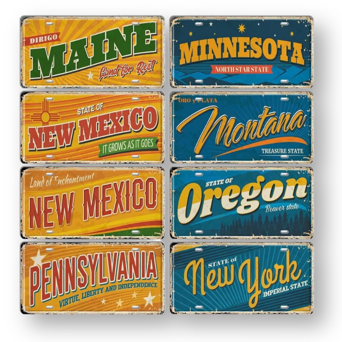 USA License Plate • United States Landmark Tin Sign • American Cities & States Metal Prints Decor Wall Hanging • Travel Souvenir Gift • Papagaio Studio Design Shop