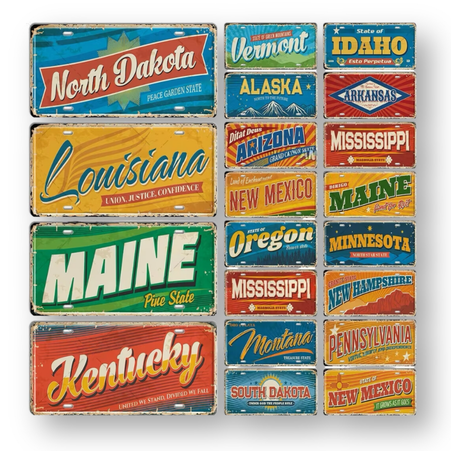 USA License Plate • United States Landmark Tin Sign • American Cities & States Metal Prints Decor Wall Hanging • Travel Souvenir Gift • Papagaio Studio Design Shop