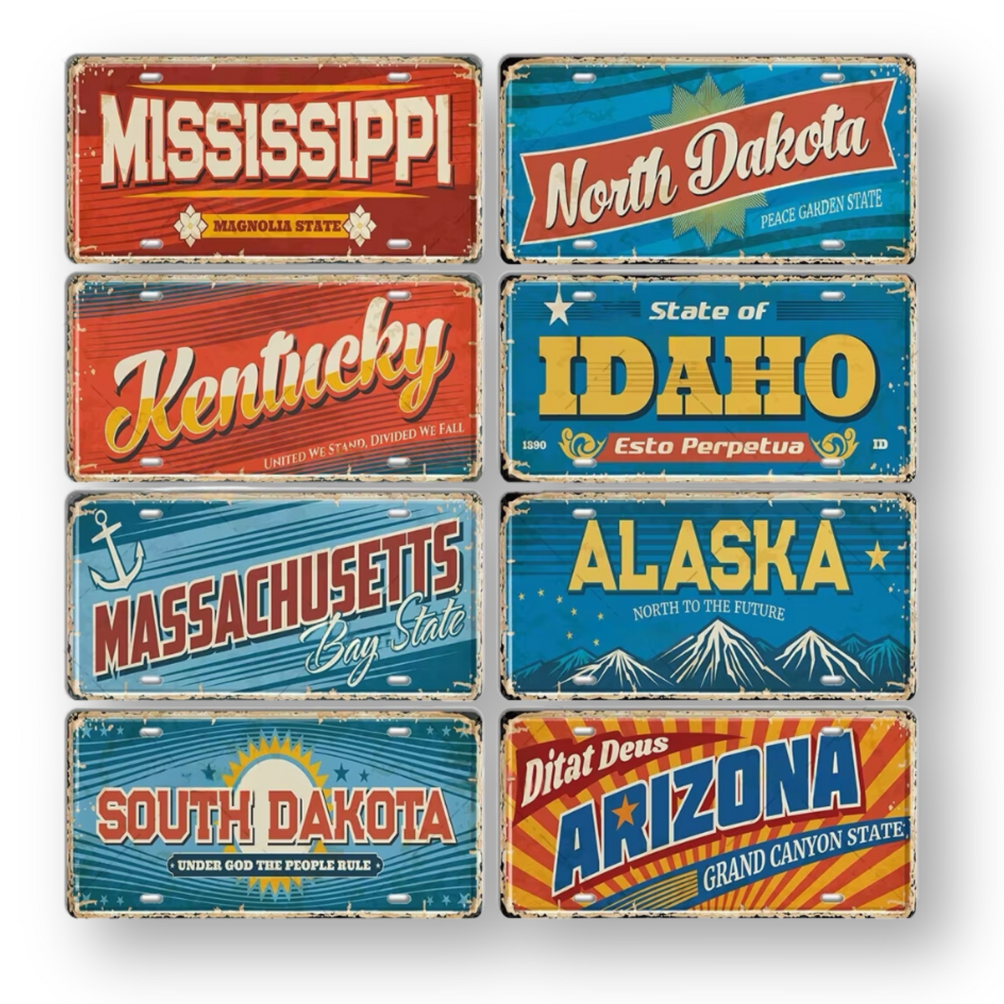 USA License Plate • United States Landmark Tin Sign • American Cities & States Metal Prints Decor Wall Hanging • Travel Souvenir Gift • Papagaio Studio Design Shop