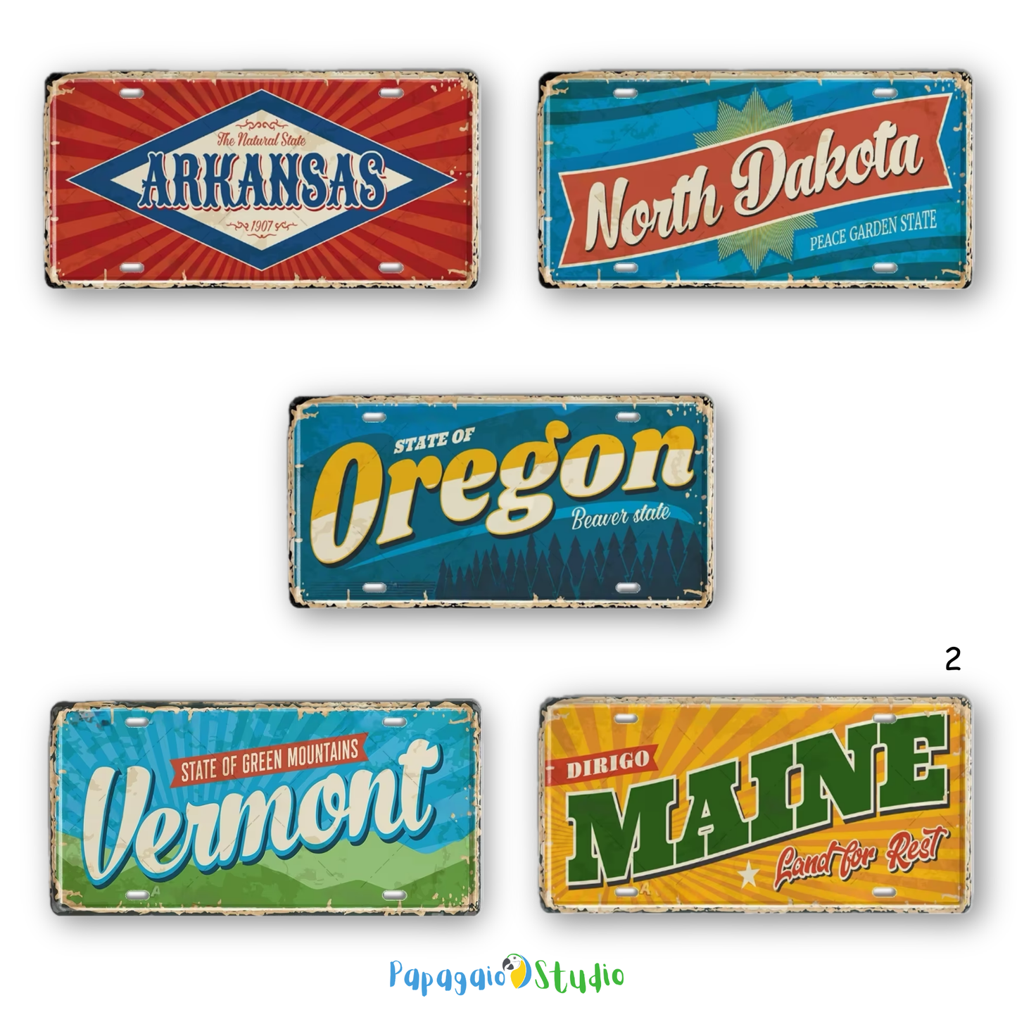 USA License Plate • United States Landmark Tin Sign • American Cities & States Metal Prints Decor Wall Hanging • Travel Souvenir Gift • Papagaio Studio Design Shop