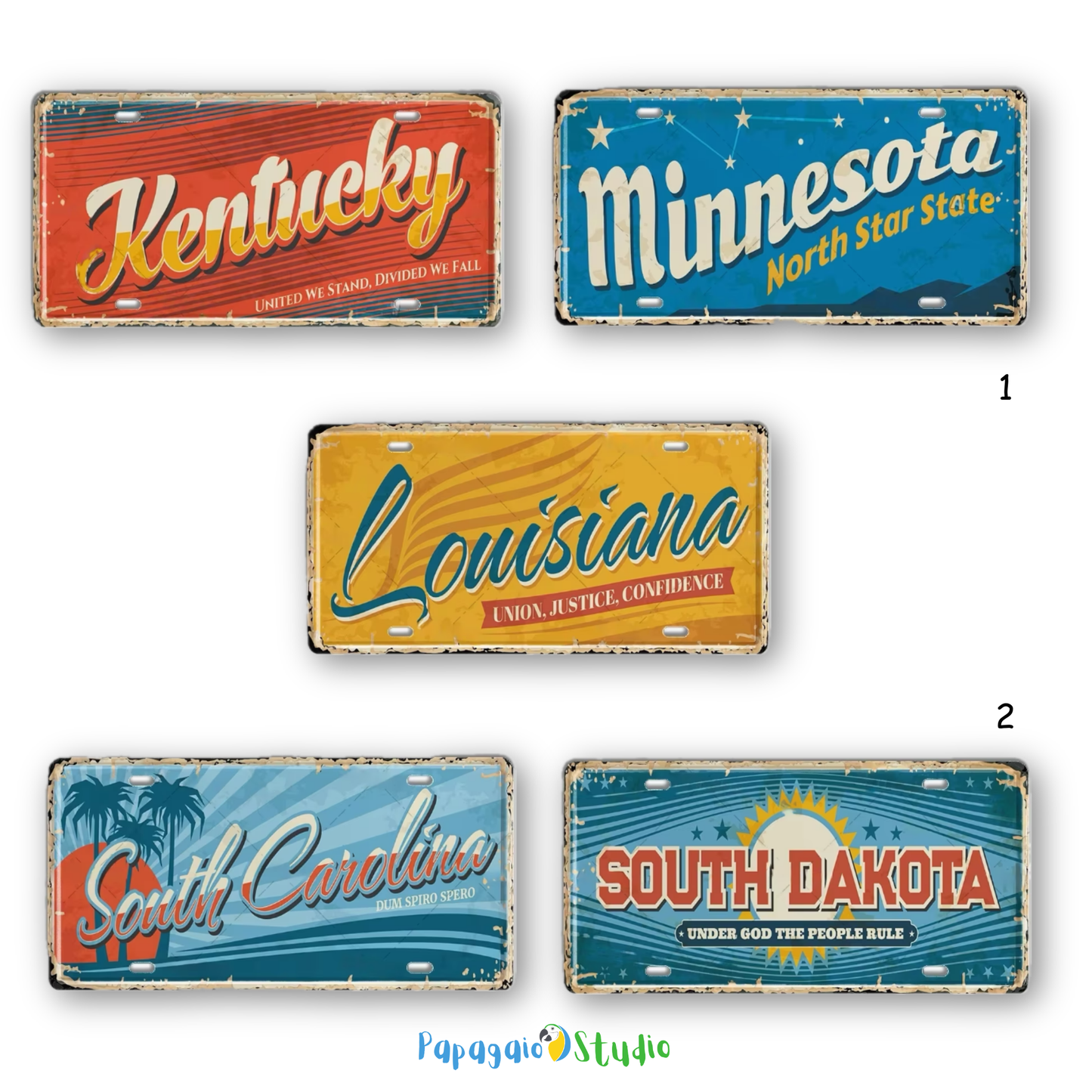 USA License Plate • United States Landmark Tin Sign • American Cities & States Metal Prints Decor Wall Hanging • Travel Souvenir Gift • Papagaio Studio Design Shop