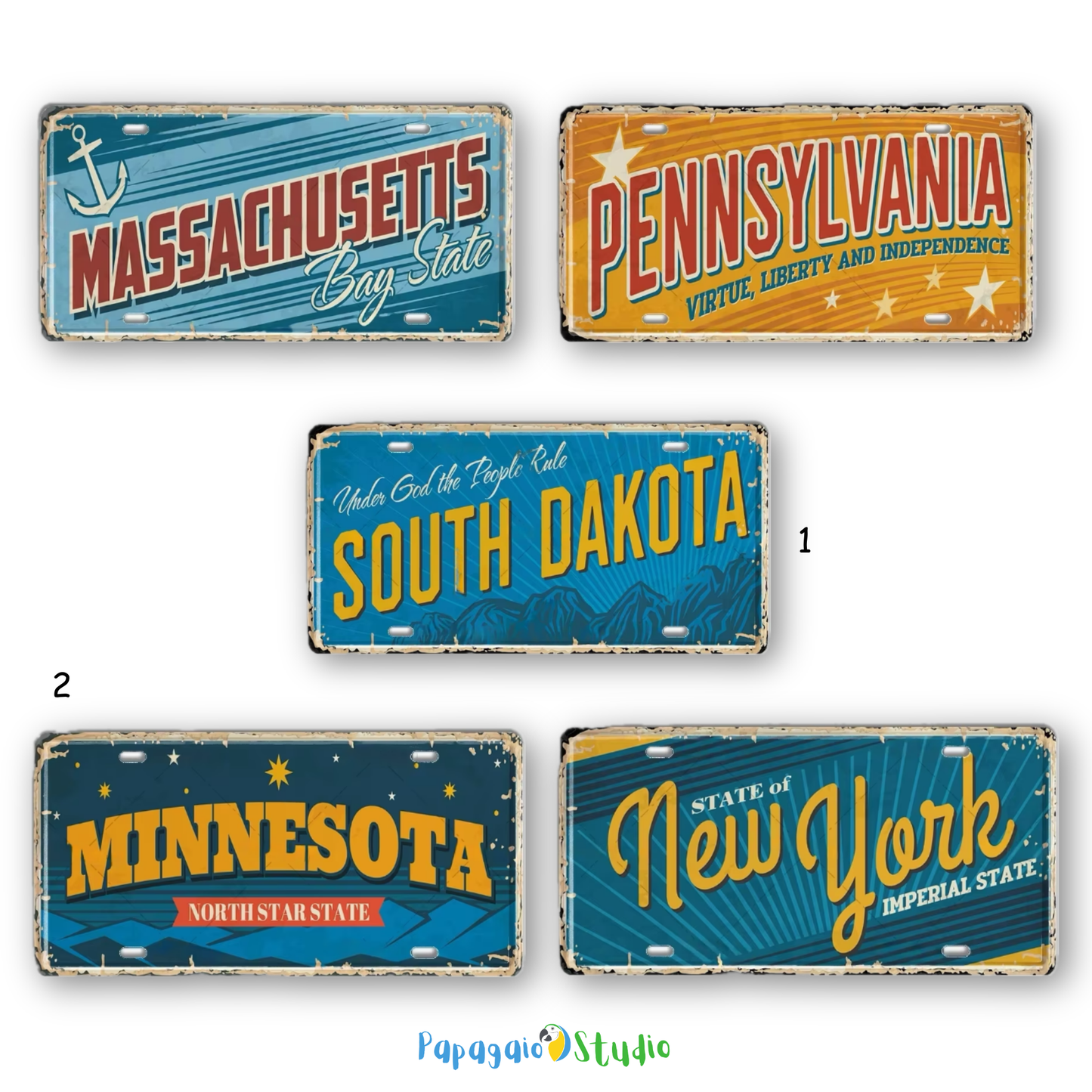 USA License Plate • United States Landmark Tin Sign • American Cities & States Metal Prints Decor Wall Hanging • Travel Souvenir Gift • Papagaio Studio Design Shop