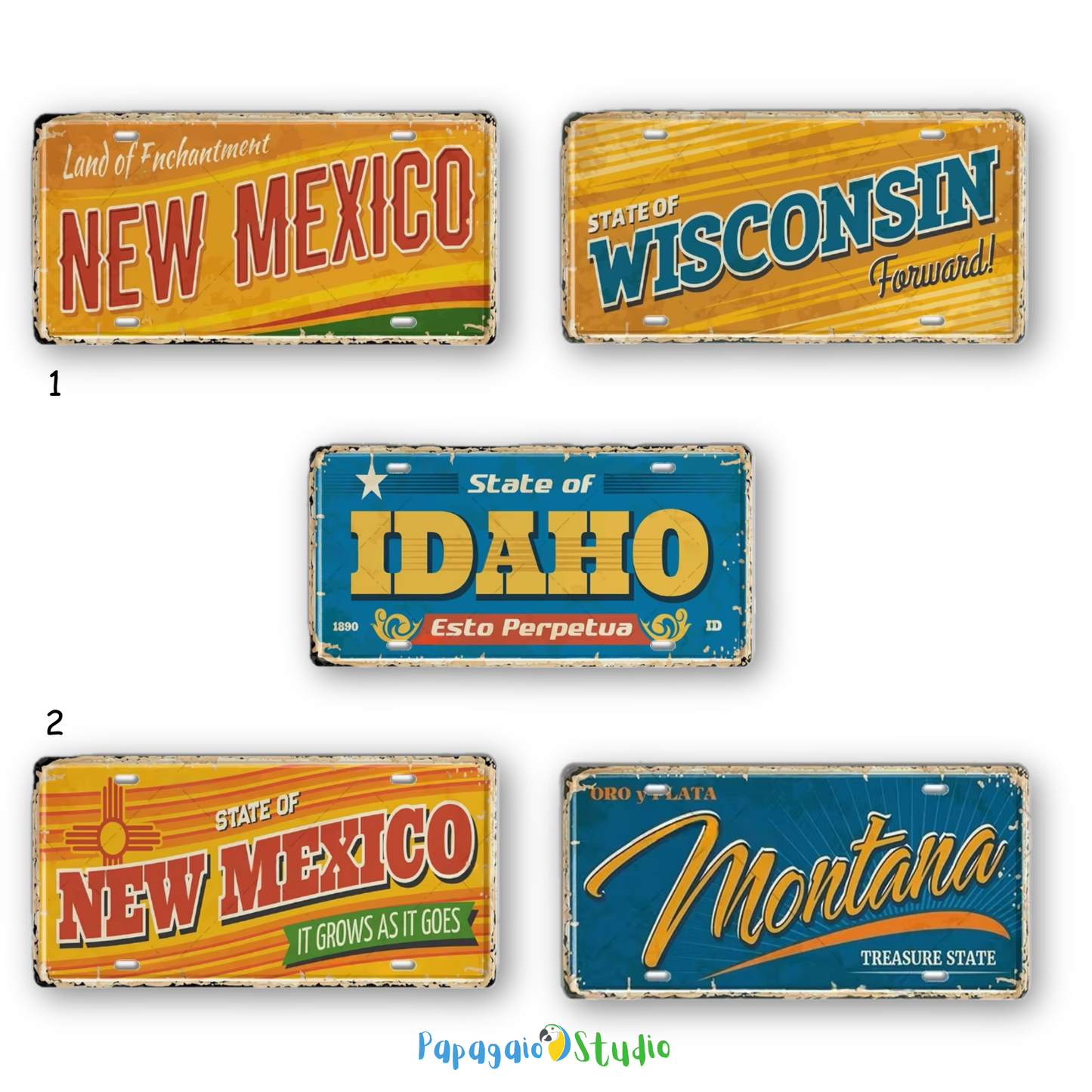 USA License Plate • United States Landmark Tin Sign • American Cities & States Metal Prints Decor Wall Hanging • Travel Souvenir Gift • Papagaio Studio Design Shop