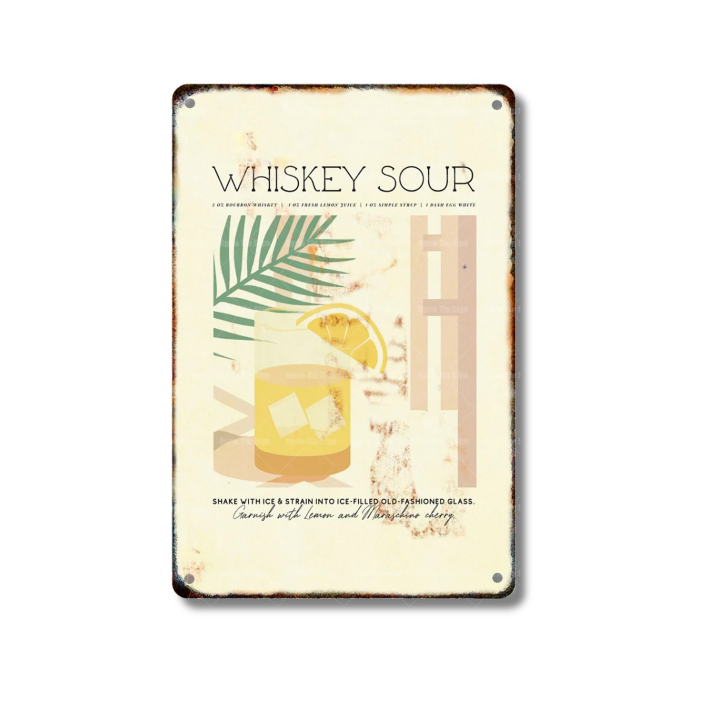 Classical Cocktail Metal Print, Caipirinha, Gin & Tonic, Aperol Vintage Tin Sign • Papagaio Studio Decor Shop