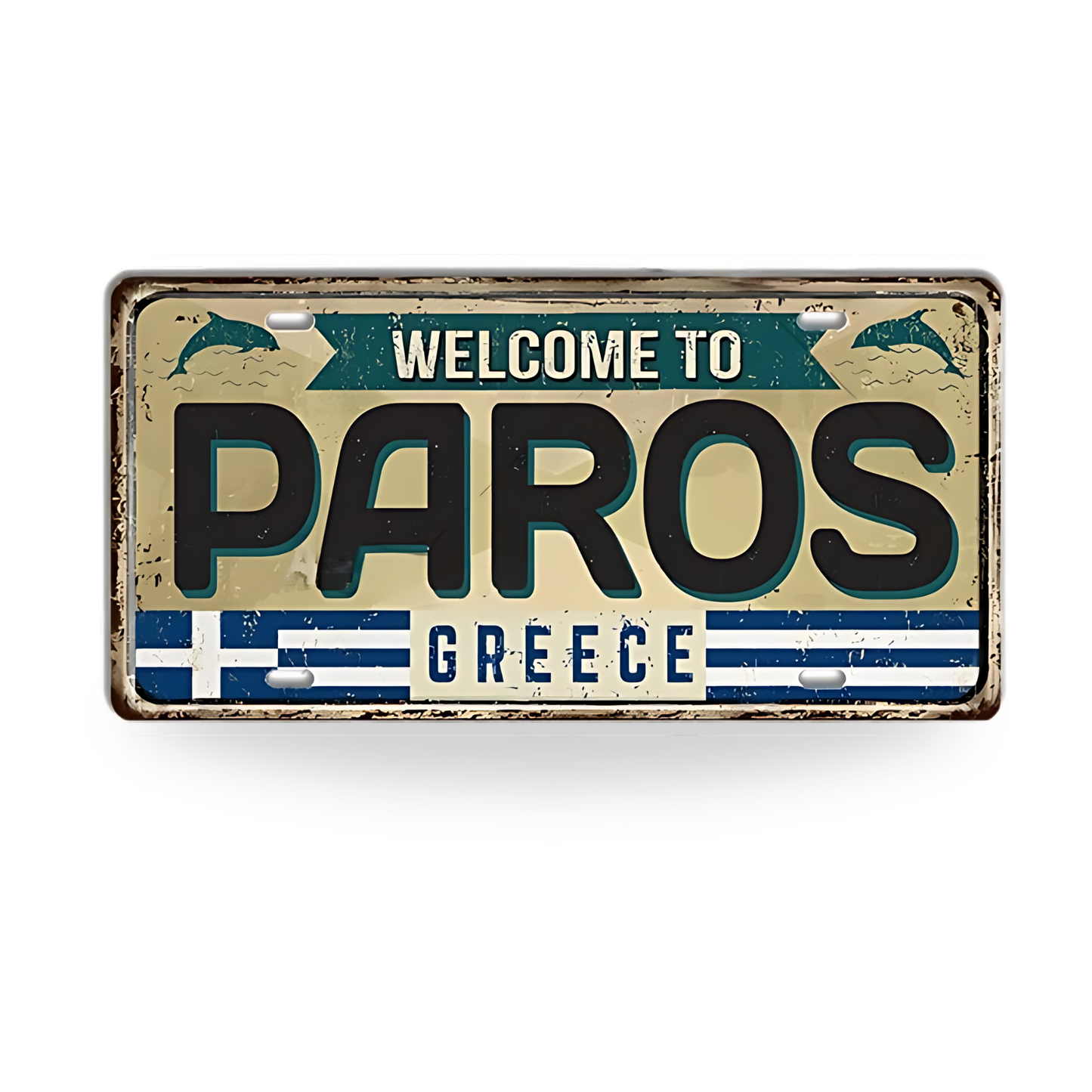 Greek Island License Plates • Retro Greece Tin Signs • Vintage Landmark Decorative Metal Print Wall Art • Ideal Gift for Travel Enthusiasts • Papagaio Studio Design Shop