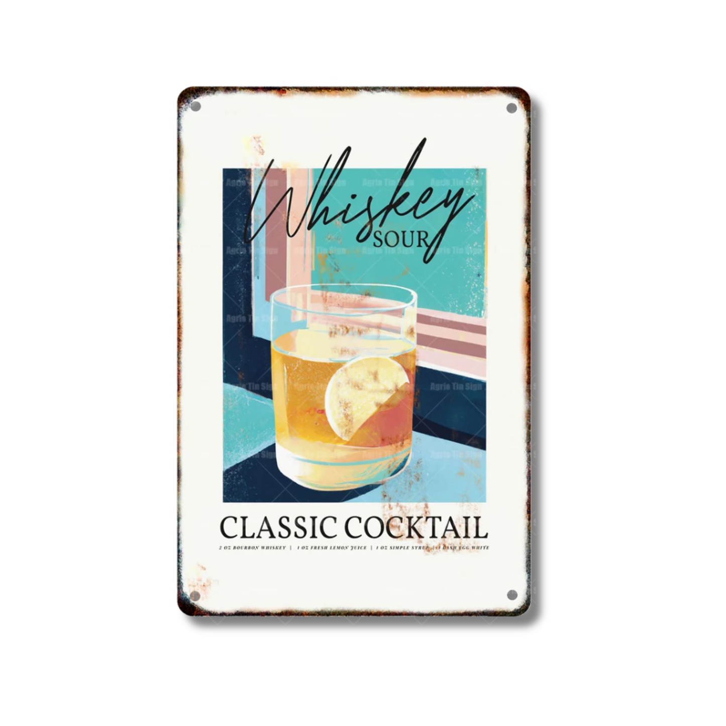 Classical Cocktail Metal Print, Caipirinha, Gin & Tonic, Aperol Vintage Tin Sign • Papagaio Studio Decor Shop