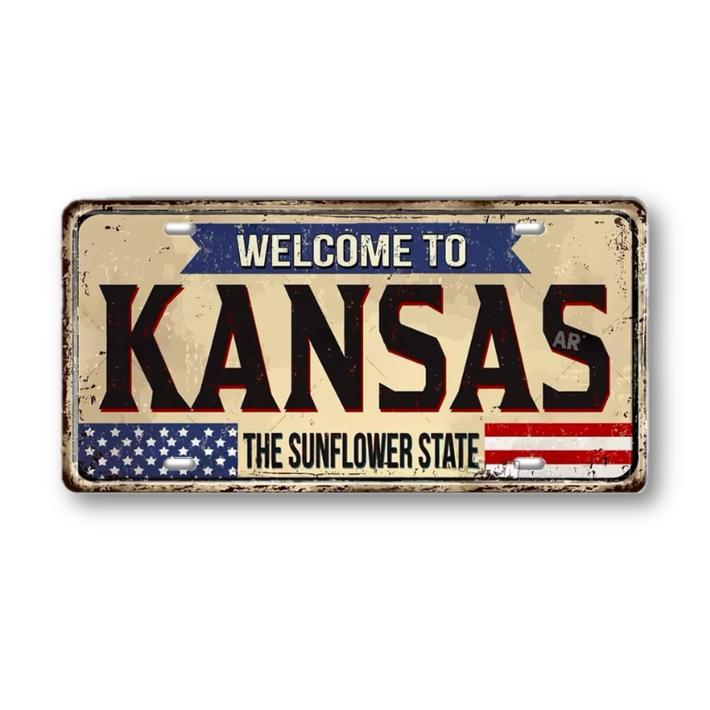 Welcome To USA License Plate Tin Sign Decor • United States Decorative 6"x12" Tinplate • Patriot American Metal Print Wall Hanging Art • Papagaio Studio Design Shop