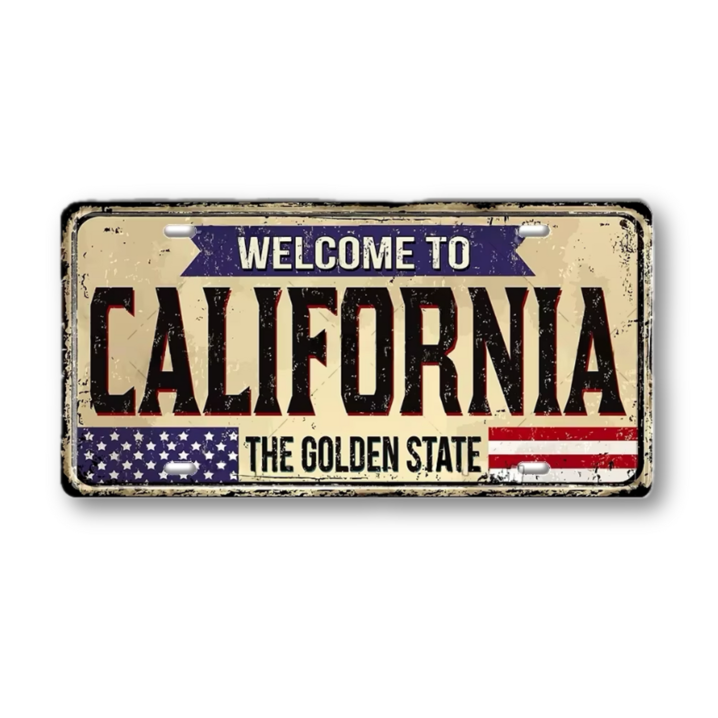 Welcome To USA License Plate Tin Sign Decor • United States Decorative 6"x12" Tinplate • Patriot American Metal Print Wall Hanging Art • Papagaio Studio Design Shop