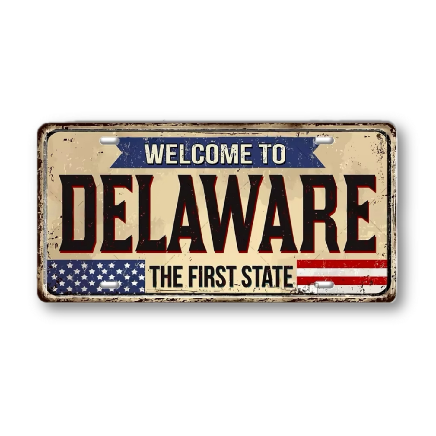 Welcome To USA License Plate Tin Sign Decor • United States Decorative 6"x12" Tinplate • Patriot American Metal Print Wall Hanging Art • Papagaio Studio Design Shop