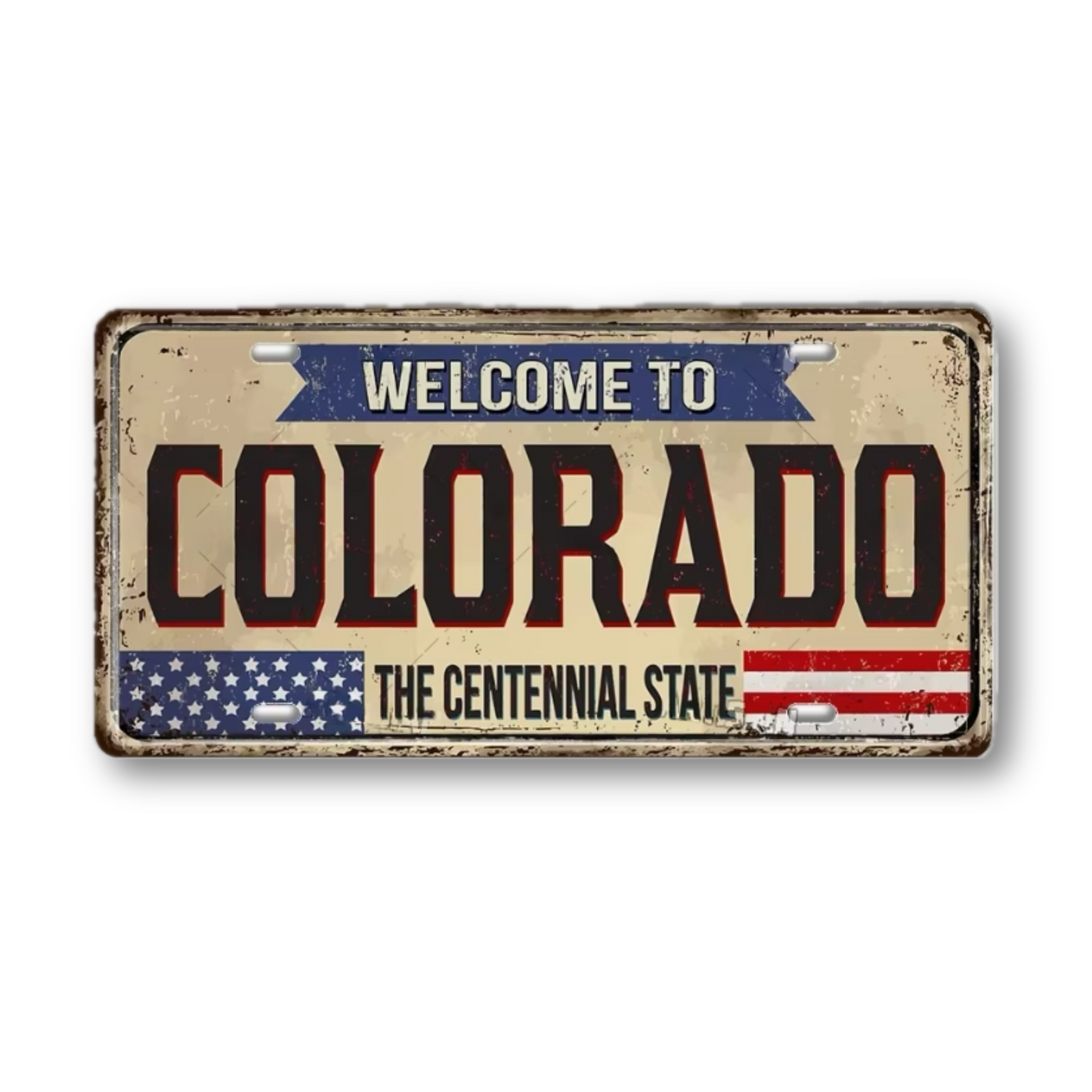 Welcome To USA License Plate Tin Sign Decor • United States Decorative 6"x12" Tinplate • Patriot American Metal Print Wall Hanging Art • Papagaio Studio Design Shop
