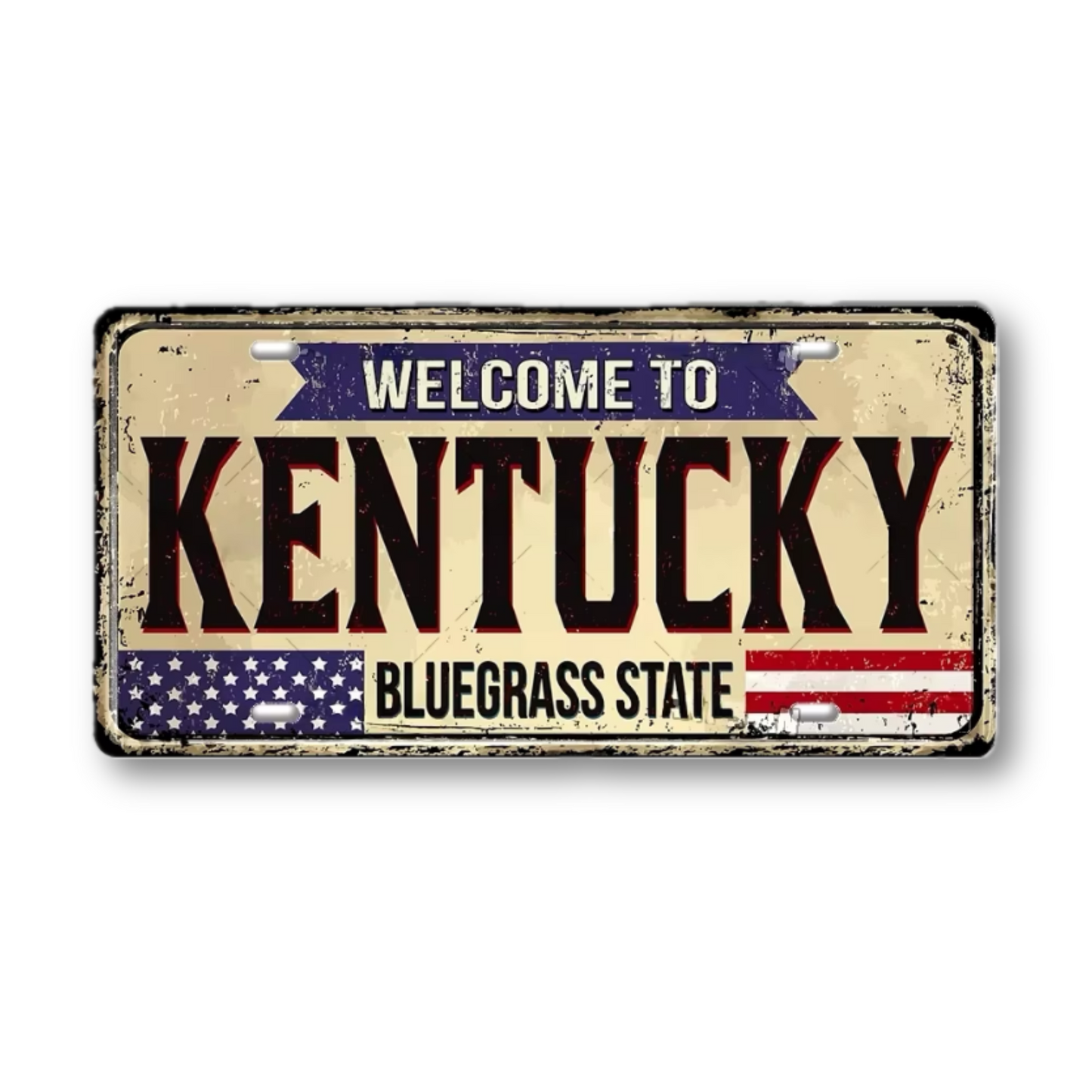 Welcome To USA License Plate Tin Sign Decor • United States Decorative 6"x12" Tinplate • Patriot American Metal Print Wall Hanging Art • Papagaio Studio Design Shop