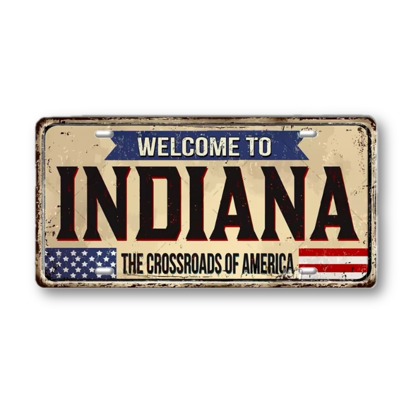 Welcome To USA License Plate Tin Sign Decor • United States Decorative 6"x12" Tinplate • Patriot American Metal Print Wall Hanging Art • Papagaio Studio Design Shop