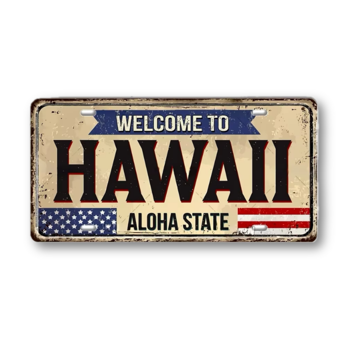Welcome To USA License Plate Tin Sign Decor • United States Decorative 6"x12" Tinplate • Patriot American Metal Print Wall Hanging Art • Papagaio Studio Design Shop