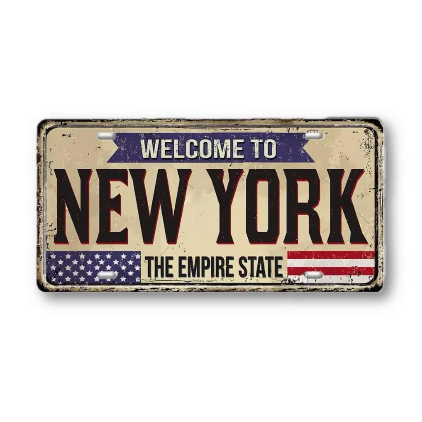 Welcome To USA License Plate Tin Sign Decor • United States Decorative 6"x12" Tinplate • Patriot American Metal Print Wall Hanging Art • Papagaio Studio Design Shop