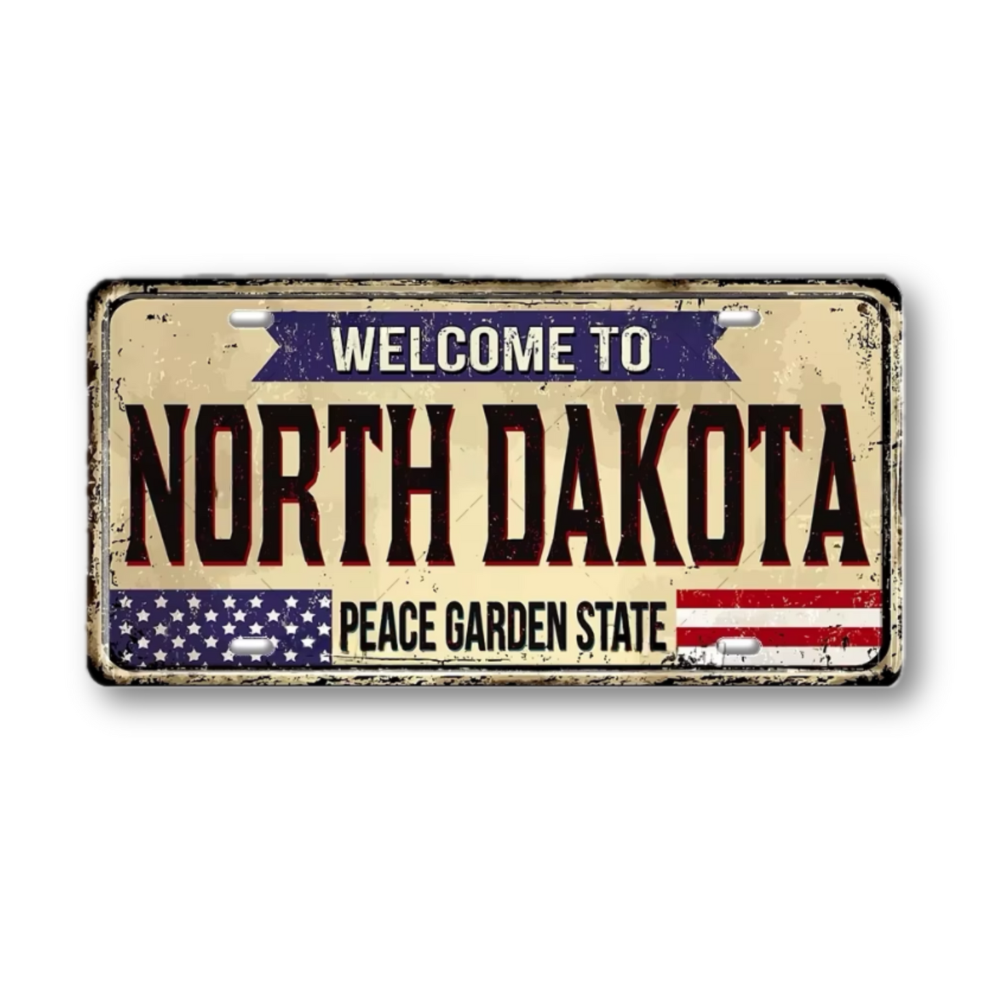 Welcome To USA License Plate Tin Sign Decor • United States Decorative 6"x12" Tinplate • Patriot American Metal Print Wall Hanging Art • Papagaio Studio Design Shop