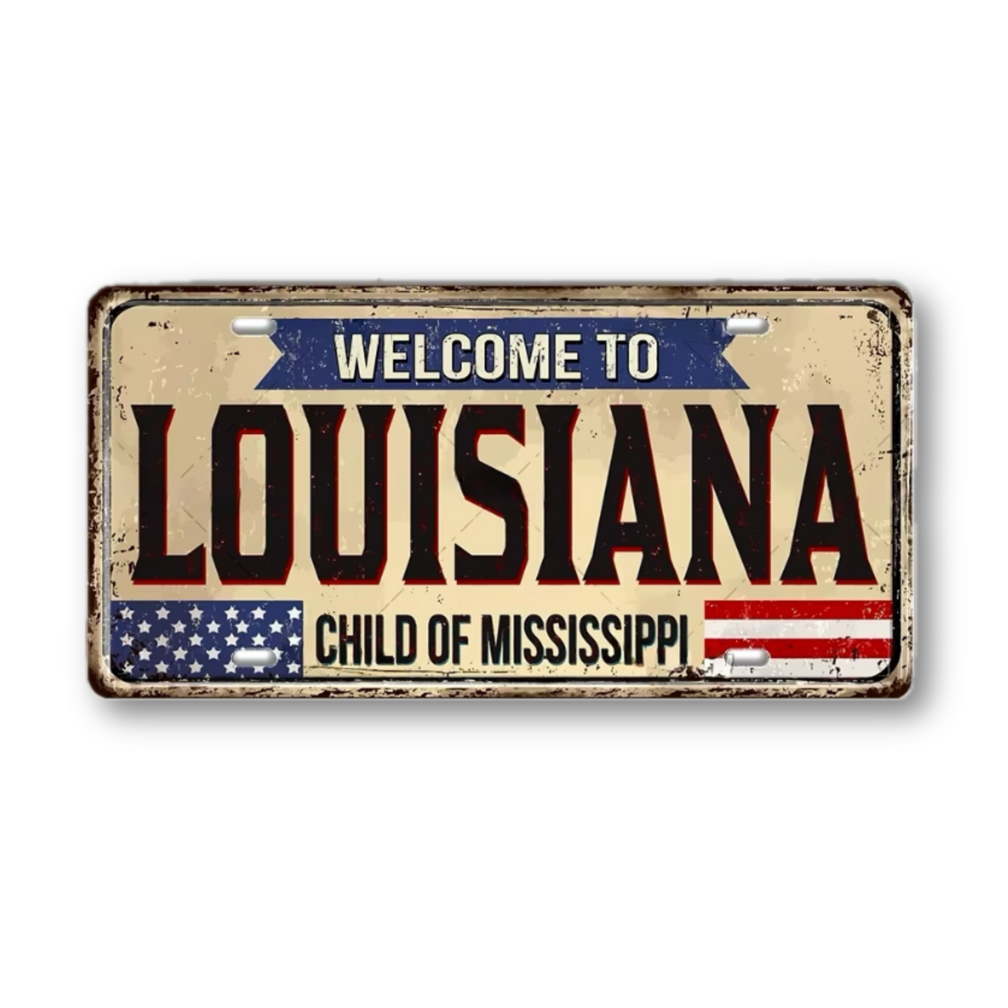 Welcome To USA License Plate Tin Sign Decor • United States Decorative 6"x12" Tinplate • Patriot American Metal Print Wall Hanging Art • Papagaio Studio Design Shop