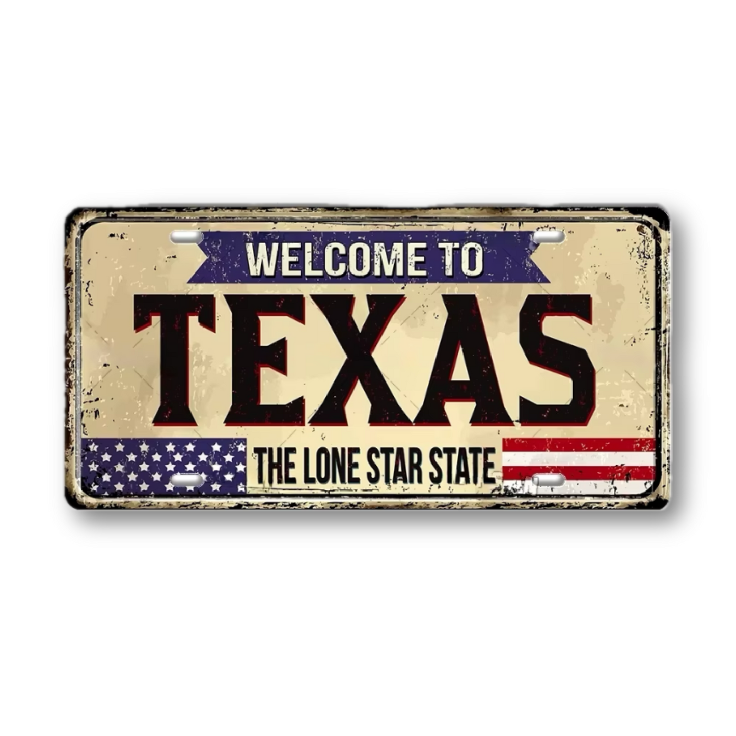 Welcome To USA License Plate Tin Sign Decor • United States Decorative 6"x12" Tinplate • Patriot American Metal Print Wall Hanging Art • Papagaio Studio Design Shop